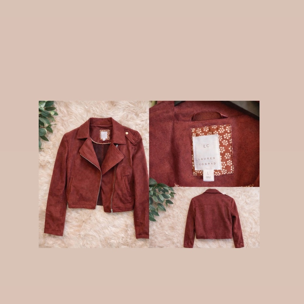 LC Lauren Conrad Women's Suede Jacket - Maroon